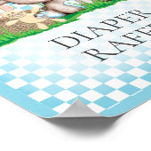 おむつラッフルテーブルテディベアピクニックベビーシャワー ポスター (角)