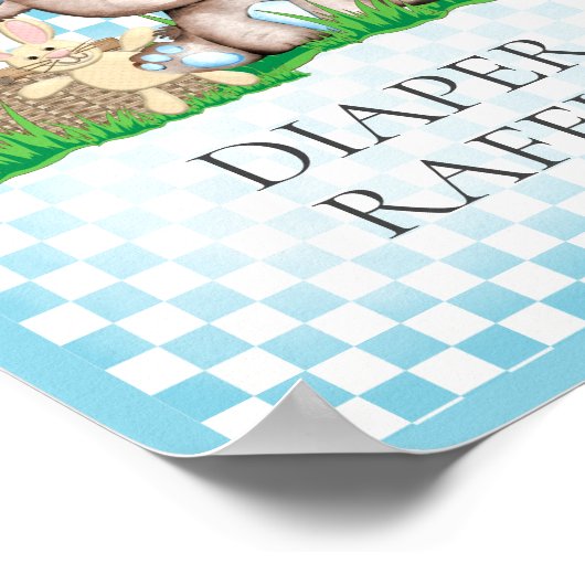 おむつラッフルテーブルテディベアピクニックベビーシャワー ポスター (角)