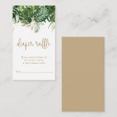 おむつラッフルトロピカルグリーン金ゴールドベビーシャワー エンクロージャーカード (正面/裏面)