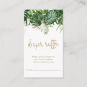 おむつラッフルトロピカルグリーン金ゴールドベビーシャワー エンクロージャーカード (正面)