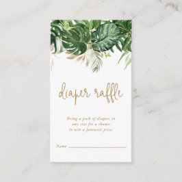 おむつラッフルトロピカルグリーン金ゴールドベビーシャワー エンクロージャーカード
