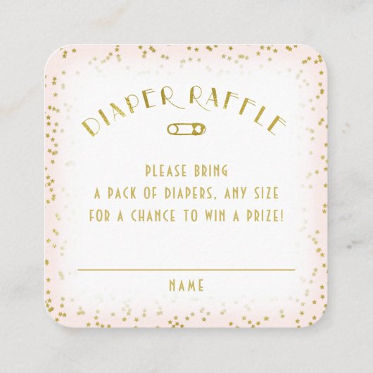 おむつラッフルトークレトルスター赤ちゃんシャワーピンク エンクロージャーカード (裏面)