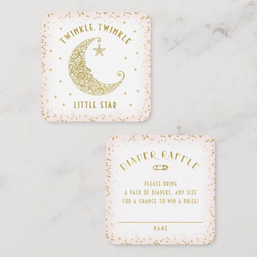おむつラッフルトークレトルスター赤ちゃんシャワーピンク エンクロージャーカード (正面/裏面)
