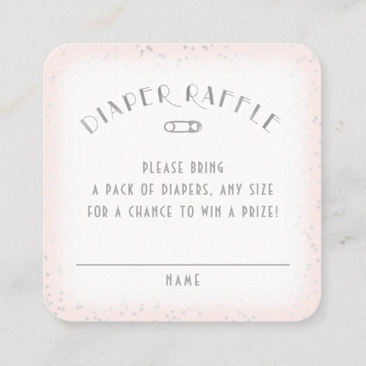 おむつラッフルトークレトルスター赤ちゃんシャワーピンク エンクロージャーカード (裏面)