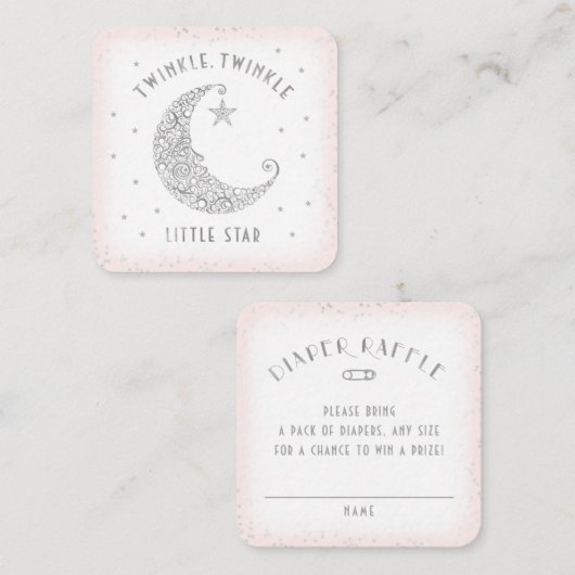 おむつラッフルトークレトルスター赤ちゃんシャワーピンク エンクロージャーカード (正面/裏面)