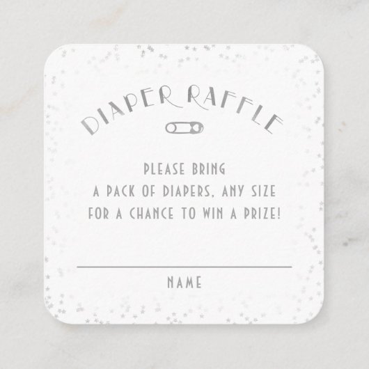 おむつラッフルトークレトルスター赤ちゃんシャワー エンクロージャーカード (裏面)