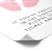 おむつラッフルドロップオフピンク足ベビーガールシャワー ポスター (角)