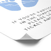 おむつラッフルドロップオフブルー足男の赤ちゃんシャワー ポスター (角)