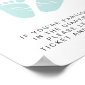 おむつラッフルドロップオフミント足ベビーシャワー ポスター (角)