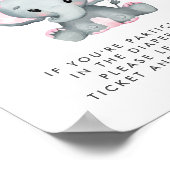 おむつラッフルドロップオフ象の女の子ベビーシャワー ポスター (角)