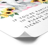 おむつラッフルドロップオフ象ベビーガールシャワー ポスター (角)