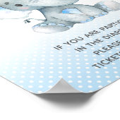 おむつラッフルドロップオフ象男の赤ちゃんシャワー ポスター (角)