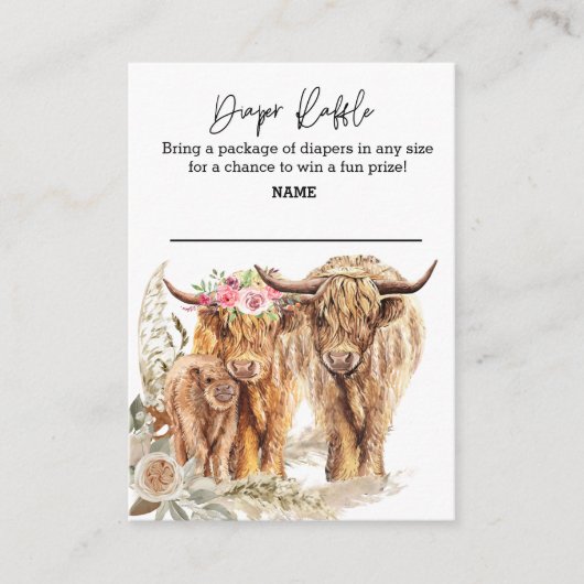 おむつラッフルハイランドカウカップルパンパスグラス エンクロージャーカード (正面)