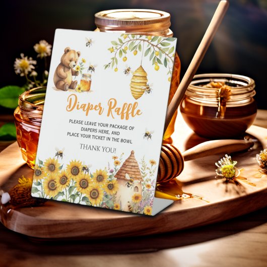 おむつラッフルハニービーベビーシャワー 台座サイン