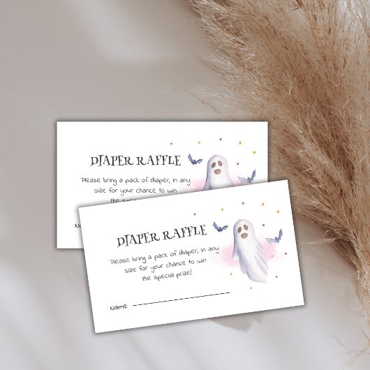 おむつラッフルハロウィーンかわいい幽霊ベビーシャワー エンクロージャーカード