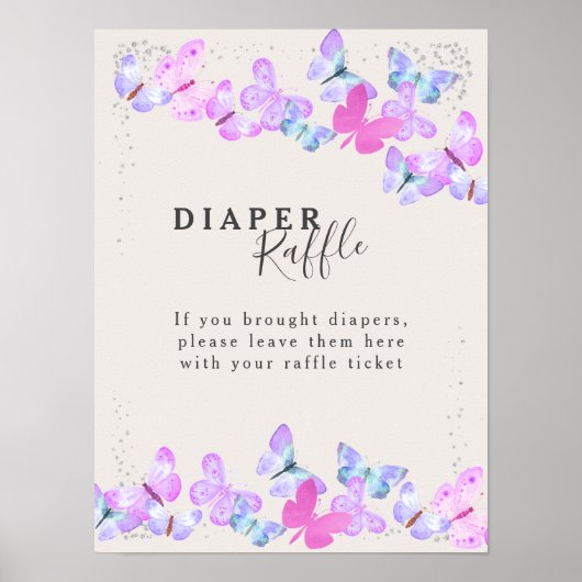 おむつラッフルバタフライスカイベビーシャワーゲーム ポスター (正面)