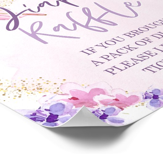 おむつラッフルバタフライフローラガーデンベビーシャワー ポスター (角)