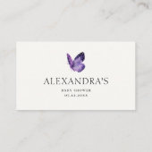 おむつラッフルバタフライワイルドパープルベビーシャワー エンクロージャーカード (裏面)