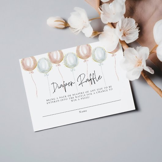 おむつラッフルバルーンジェンダーが赤ちゃんシャワーを明らかにする エンクロージャーカード