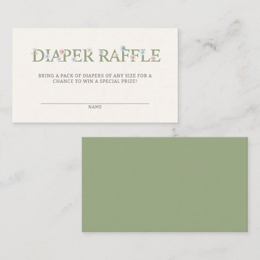 おむつラッフルパステルピンクブルーフローラ エンクロージャーカード (正面/裏面)