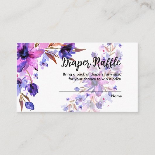 おむつラッフルパープルピンクのラベンダーフラワー エンクロージャーカード (正面)