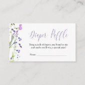 おむつラッフルパープルワイルドフラワーベビーシャワー エンクロージャーカード (正面)