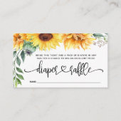 おむつラッフルヒマワリ赤ちゃんシャワー エンクロージャーカード (正面)