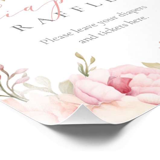 おむつラッフルピエレガントンクフローラベビーシャワーサイン フォトプリント (角)