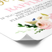 おむつラッフルピンクと金ゴールドフローラ標識 ポスター (角)