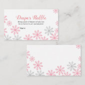 おむつラッフルピンクの銀色の冬の雪片  エンクロージャーカード (正面/裏面)