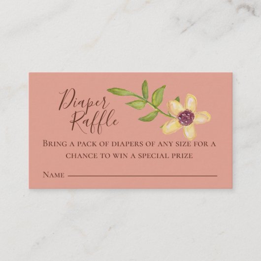 おむつラッフルピンクフラワーフローラかわいらしスイーツ エンクロージャーカード (正面)