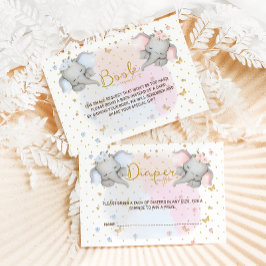 おむつラッフルピンクブルーフローラゾウ エンクロージャーカード