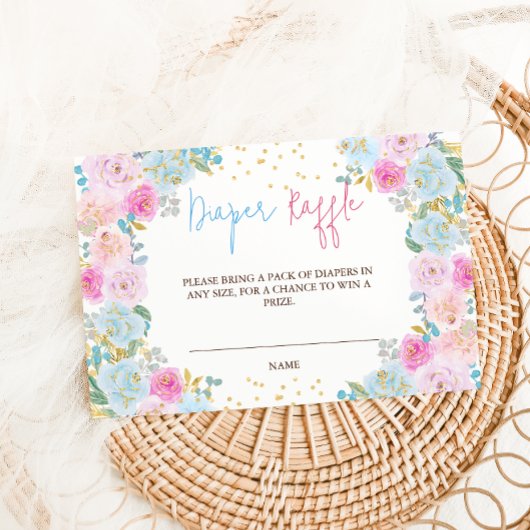 おむつラッフルピンクブルーフローラ エンクロージャーカード