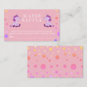 おむつラッフルピンクユニコーンツインツインズガールベビーシャワー エンクロージャーカード (正面/裏面)