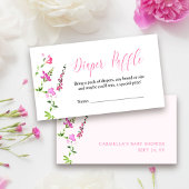 おむつラッフルピンクワイルドフラワーベビーシャワー エンクロージャーカード