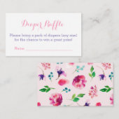 おむつラッフルピンク小さなフローラ女の子ベビーシャワー エンクロージャーカード (正面/裏面)