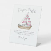 おむつラッフルピンク航海のベビーシャワー 台座サイン (正面)