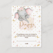 おむつラッフルピンク金ゴールドフローラ象 エンクロージャーカード (正面)