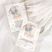 おむつラッフルピンク金ゴールドフローラ象 エンクロージャーカード