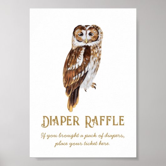 おむつラッフルフクロウ赤ちゃんシャワー ポスター (正面)