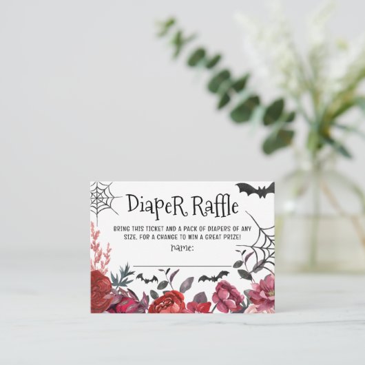 おむつラッフルフラワーハロウィンベビーシャワー エンクロージャーカード (スタンド正面)