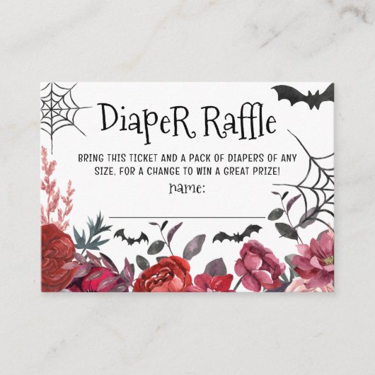 おむつラッフルフラワーハロウィンベビーシャワー エンクロージャーカード (正面)