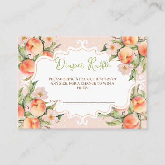 おむつラッフルフローラピーチベビーシャワー エンクロージャーカード (正面)