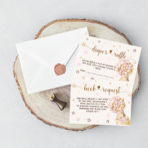 おむつラッフルブックスリクエストガールシャワーベアーピンク