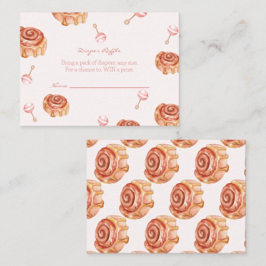 おむつラッフルブランチとベビーシャワーガール エンクロージャーカード (正面/裏面)