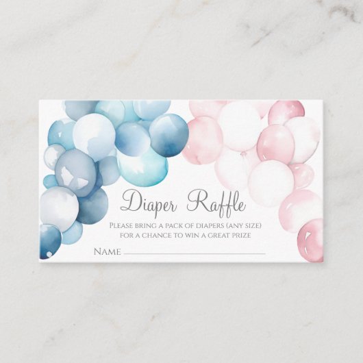 おむつラッフルブルーとピンクのアークジェンダーリビール エンクロージャーカード (正面)