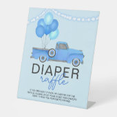 おむつラッフルブルートラックバルーンライトベビーシャワー 台座サイン (正面)