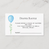 おむつラッフルブルーバルーンベビーシャワー エンクロージャーカード (正面)