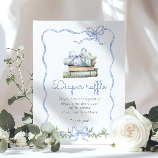 おむつラッフルブルーボウ新しいチャプター赤ちゃんシャワー ポスター