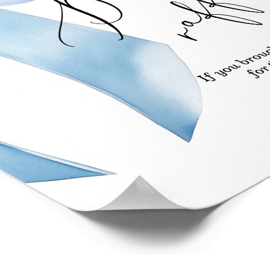 おむつラッフルブルーボウ男の赤ちゃんシャワー ポスター (角)